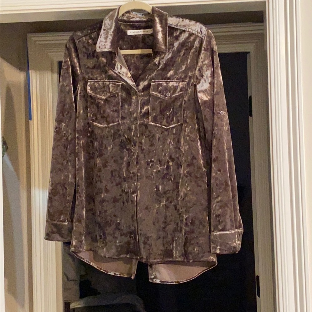 Crushed brown velvet blouse.. must have